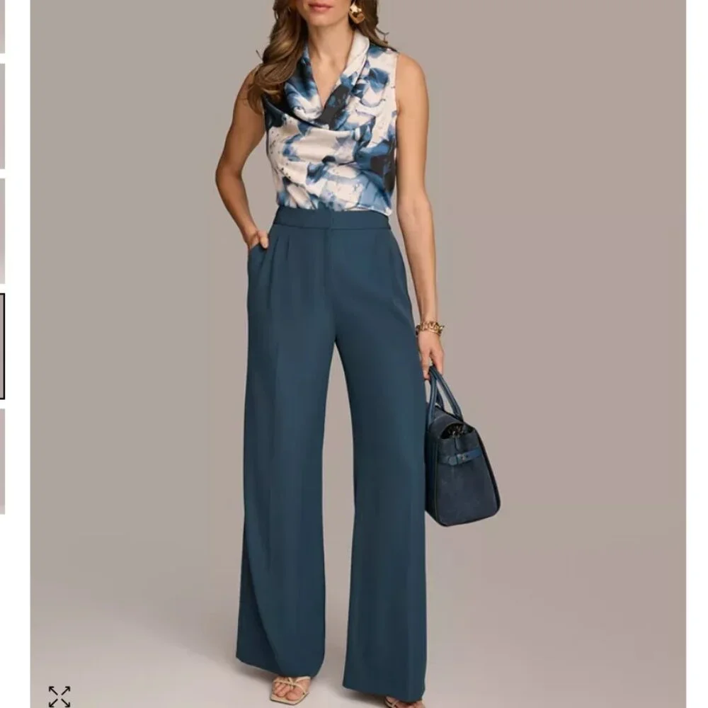 Donna Karan New York Donna Karan Women's Pleated Wide-Leg Pants - Brand New - Picture 2 of 6
